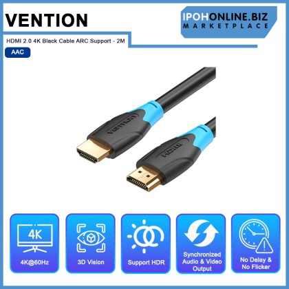 VENTION HDMI 2.0 4k Black Cable ARC support - 2M VENTION HDMI 2.0 4k Black Cable ARC support - 2M
